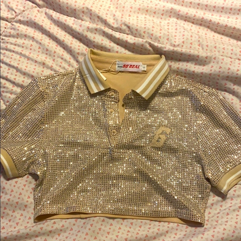 Rhinestone Cropped GSuwoo Top